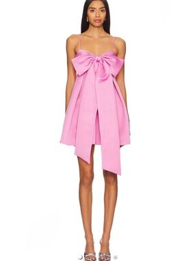 AMUR Hot Pink Bow-Front Babydoll Party Dress